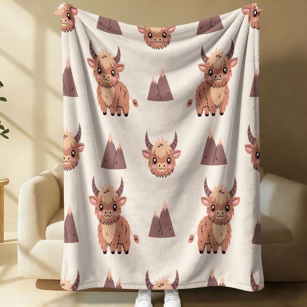 Highland Home Textiles - Couverture en flanelle à imprimé vache
