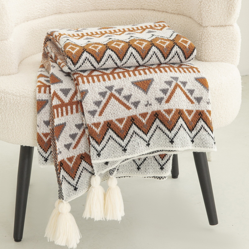 Luxury Home Textiles Usa - Couverture tricotée imprimée style bohème, châle