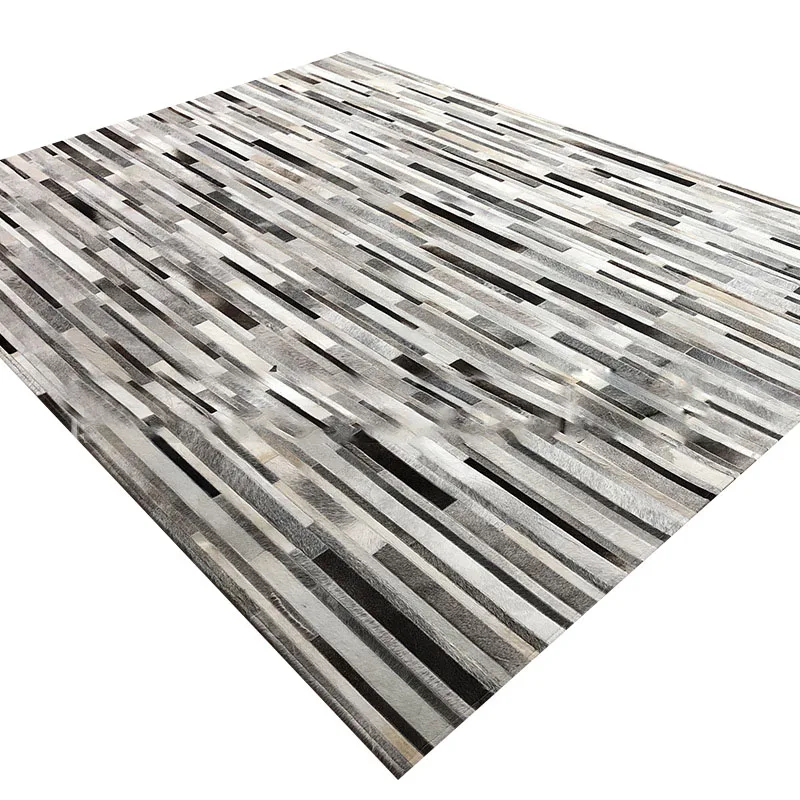 Home Textiles Importers In Usa - Tapis gris en patchwork de cuir