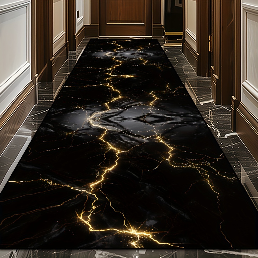 Luxury Home Textiles Usa - Tapis en bande de marbre noir