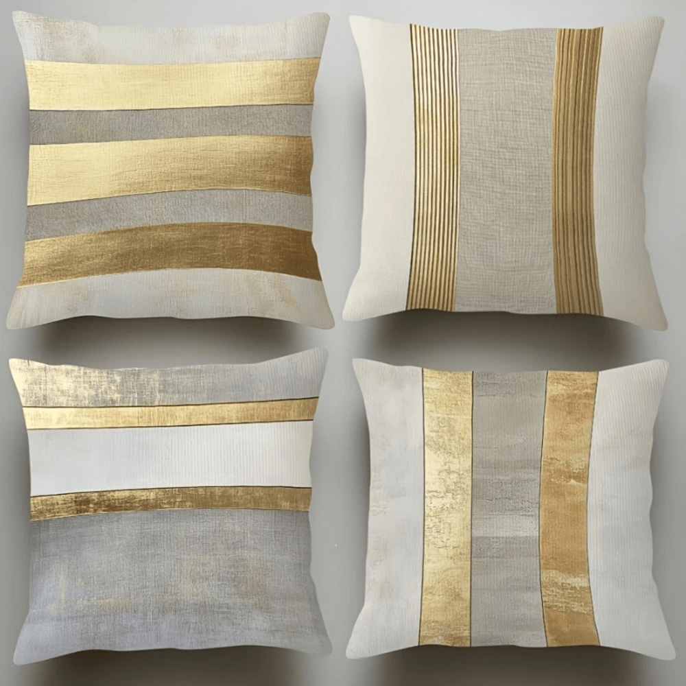 Taies d'oreiller rayées dorées - Luxury Home Textiles Usa avis et prix