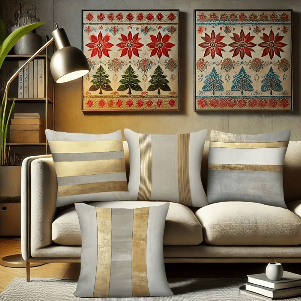 Taies d'oreiller rayées dorées - Luxury Home Textiles Usa avis et prix
