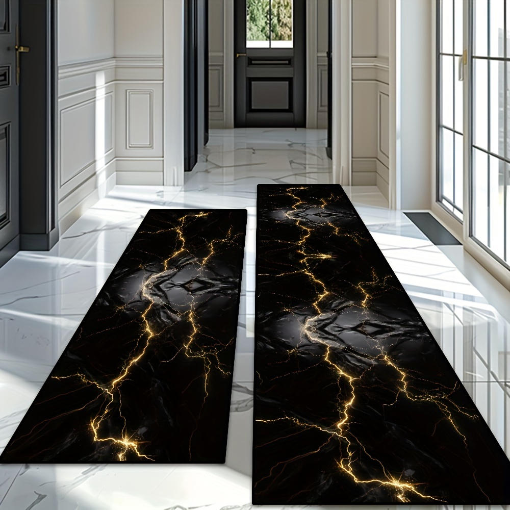 Tapis en bande de marbre noir  - Luxury Home Textiles Usa avis et prix